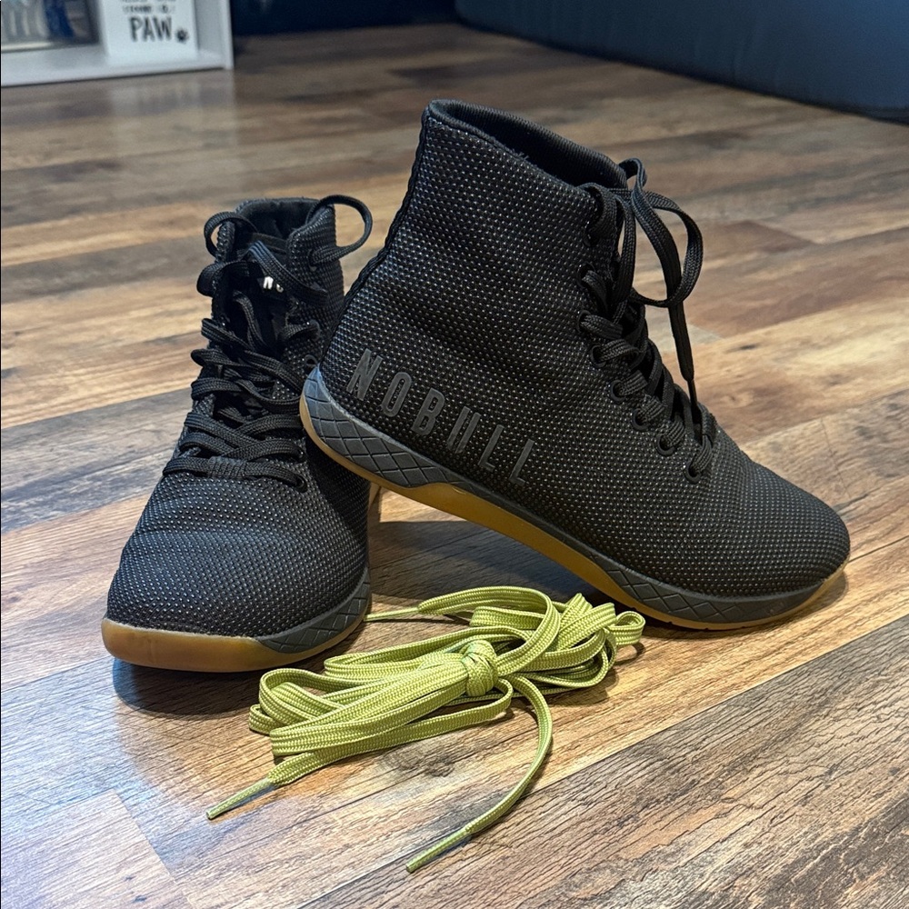 NOBULL Black High-Top Sneakers with Green Laces